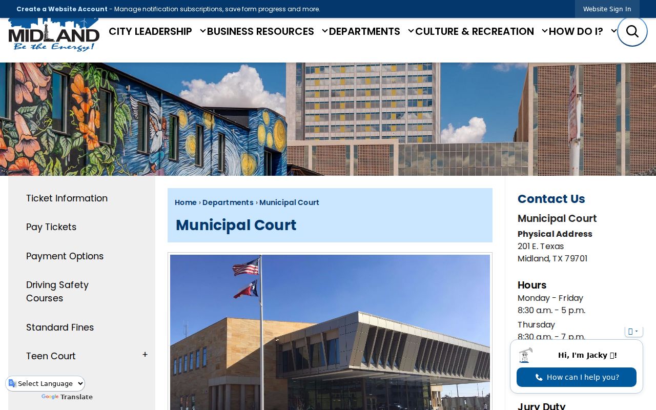 Midland County municipal warrant access at Midland Municipal Court