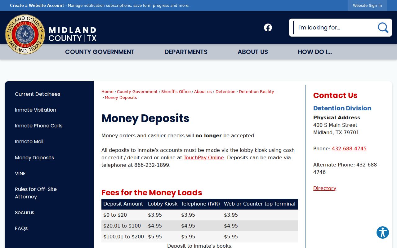Midland County traffic warrant payment context at a county payment kiosk