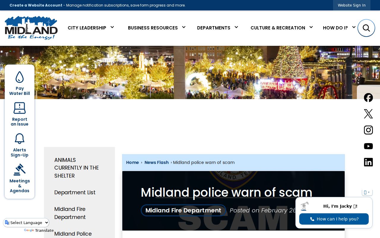 Midland County anti-scam warning about phone calls demanding warrant payments
