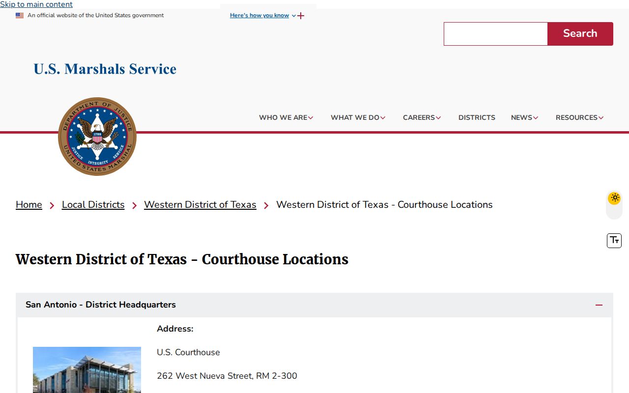 Midland County warrant access boundary at the U.S. Marshals office
